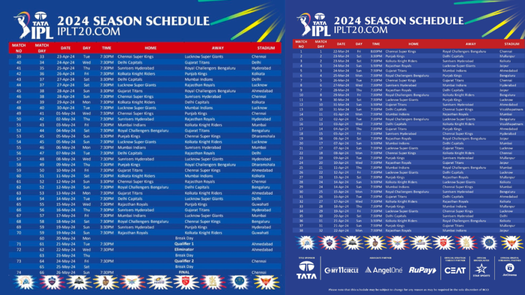 IPL full schedule 2024