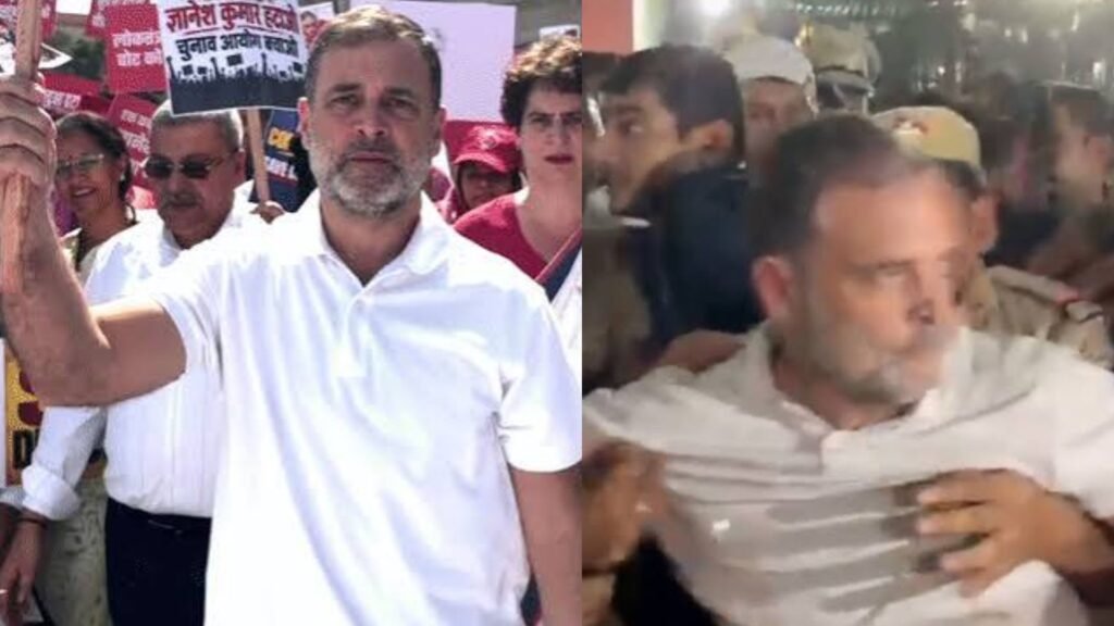  19 दलों का मार्च, राहुल का आठ घंटे धरना, रात में पुलिस ने हटाया