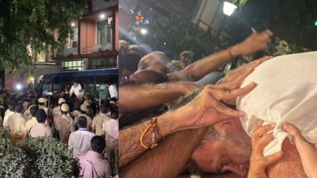  19 दलों का मार्च, राहुल का आठ घंटे धरना, रात में पुलिस ने हटाया